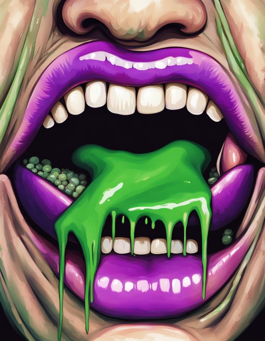 Decaying Lips and Teeth in Grotesque Close-Up