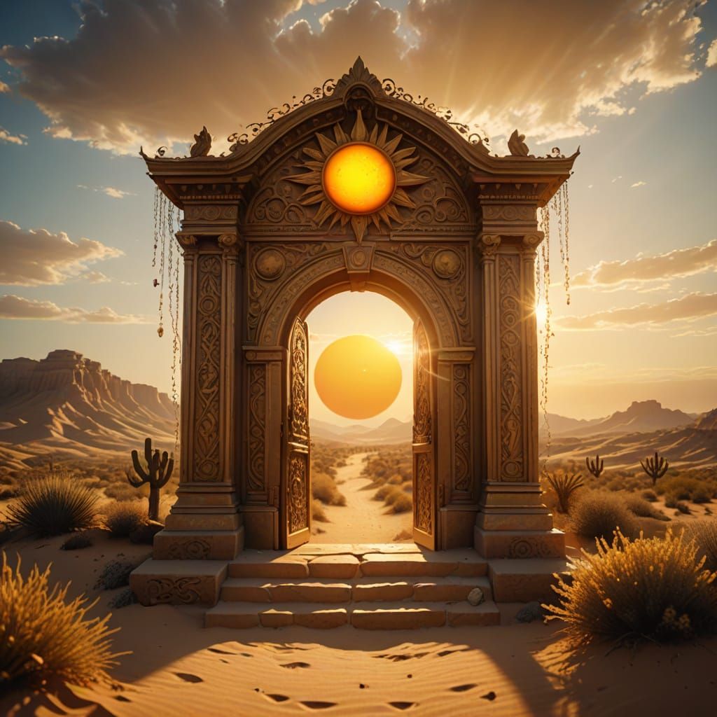 Surreal Desert Doors Under a Melting Sun