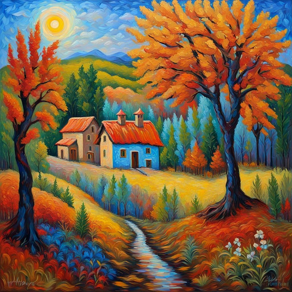 Ukrainian Folk Tales in Expressionist Oil Painting