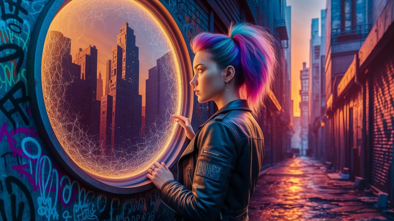 Punk Rock Portal: A 3D Rendered Comic Book Scene