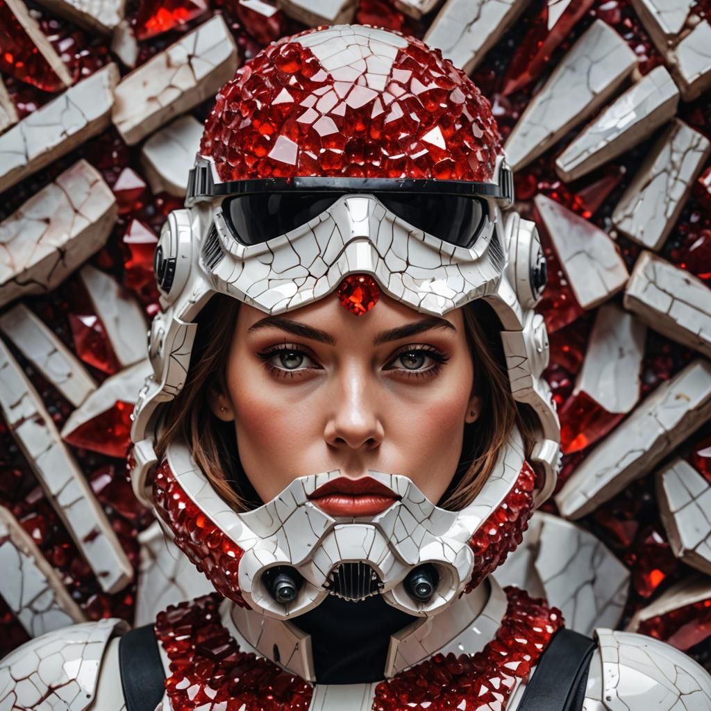 Crystal Geode Woman Portrait in Propaganda Art Style