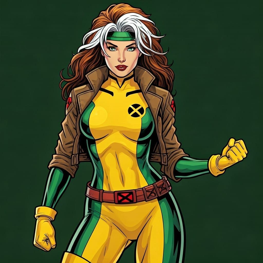 X-Men's Rogue in Comic Book Style