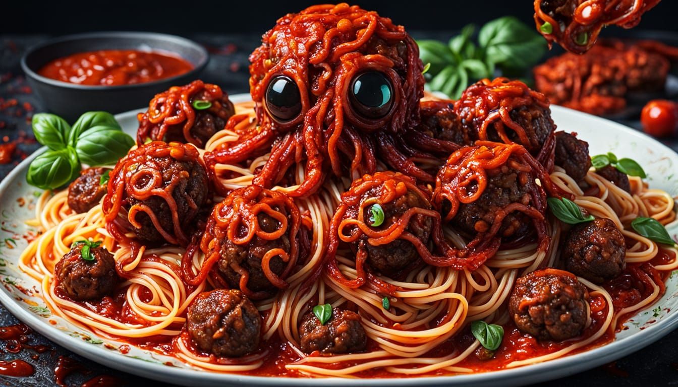 Octopus Spaghetti with Eyeball Meatballs: Comic Book Art