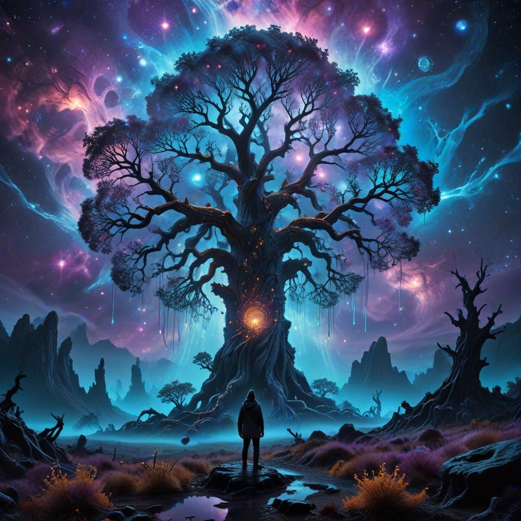 Bioluminescent Tree on Alien Planet in Fantasy Art
