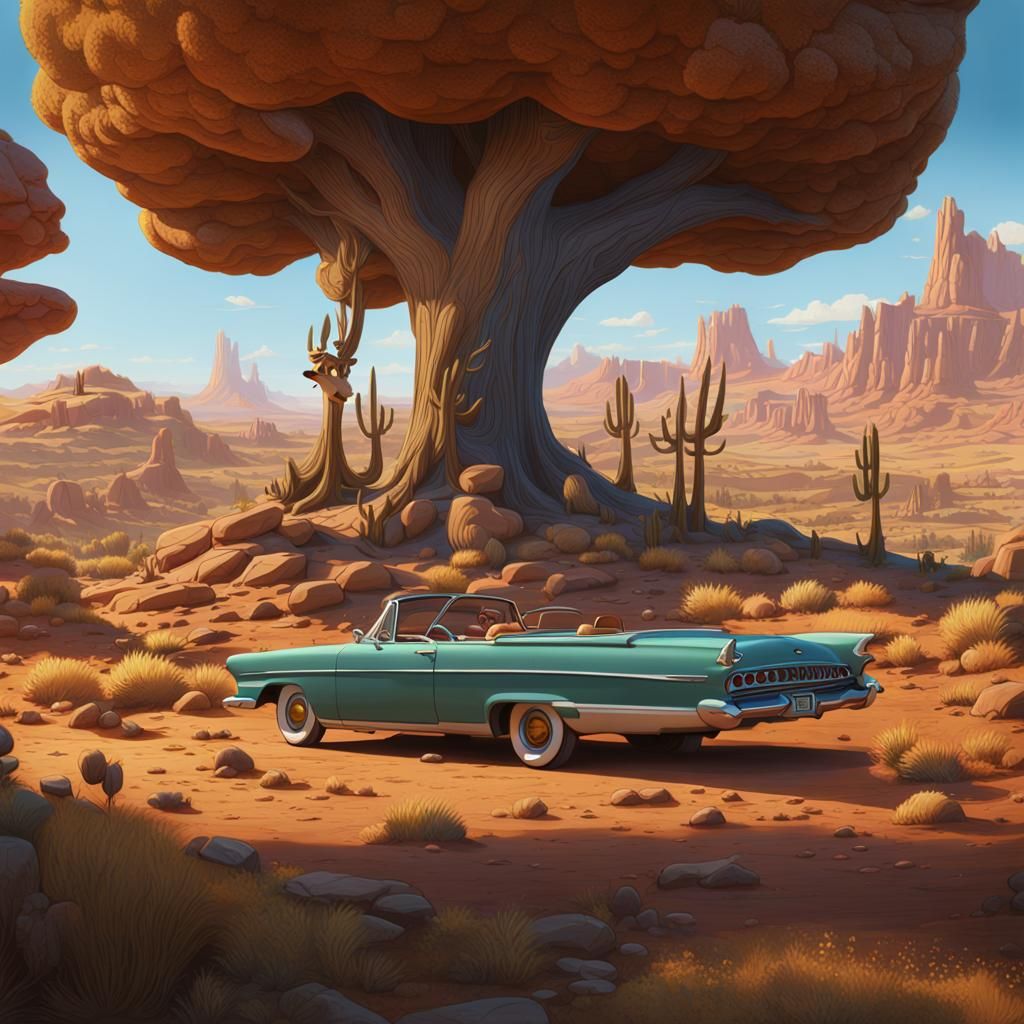 Wile E. Coyote in Detailed Matte Painting