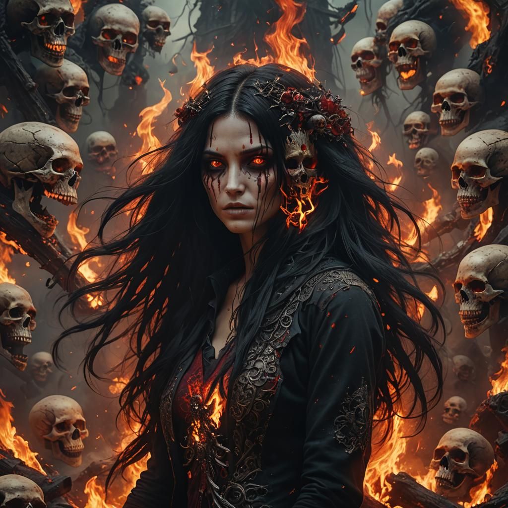 Fiery Portrait of a Dualistic Girl