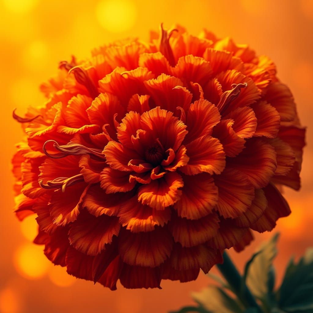 Mystical Marigold Bloom in Golden Light