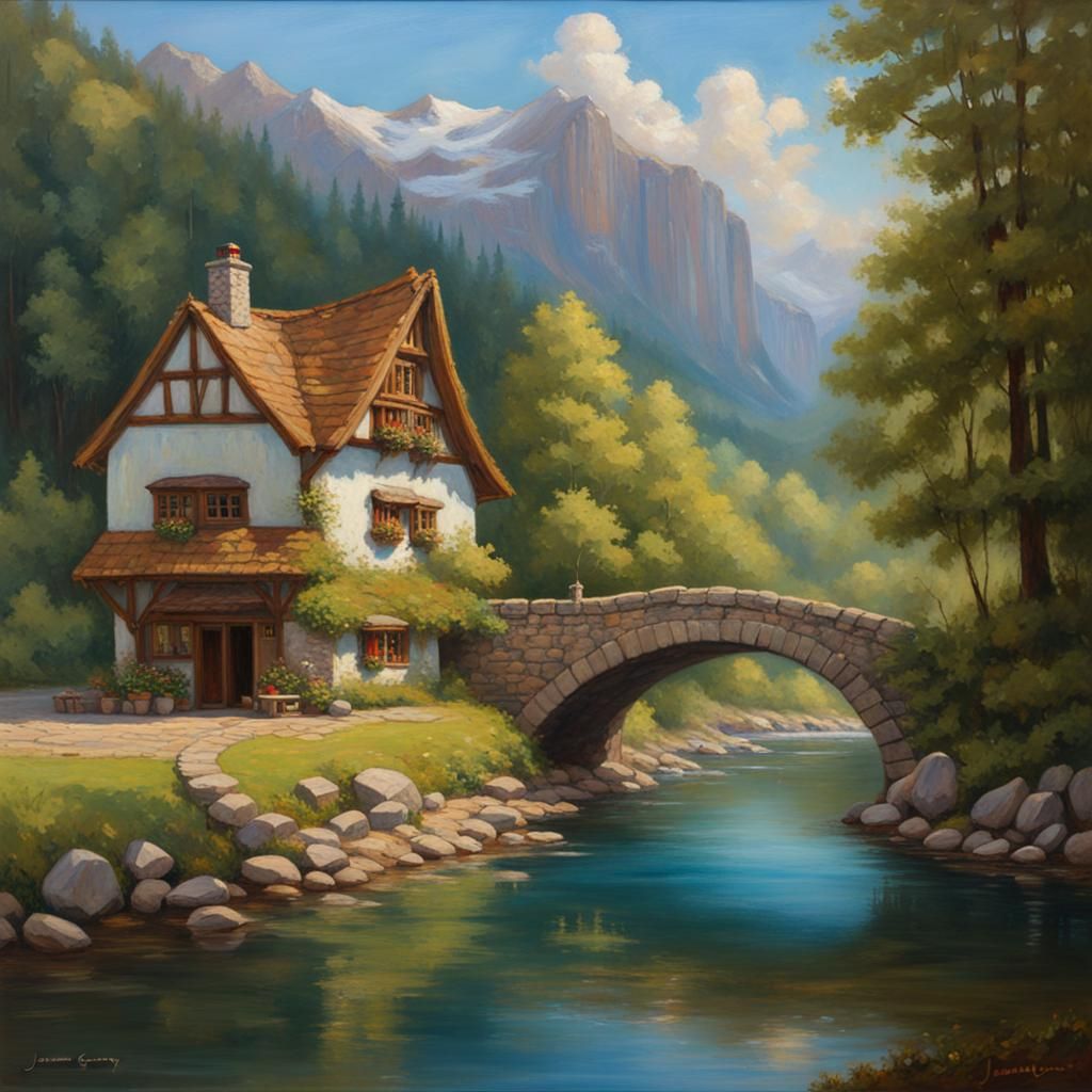 Cottagecore Bavarian Village Tavern in Tudor Style