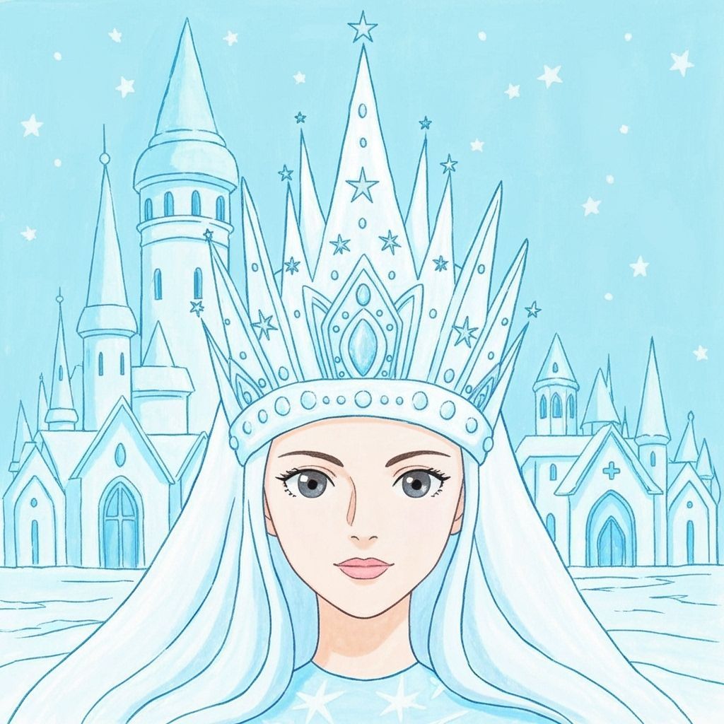 Whimsical Ice Palace with Shimmering Queen