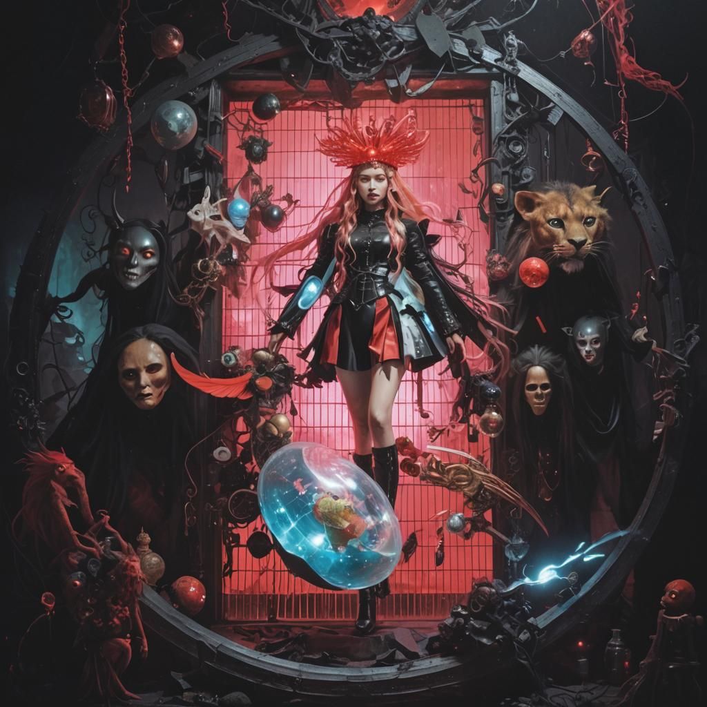 Woman with Pink Hair in Surreal Environment