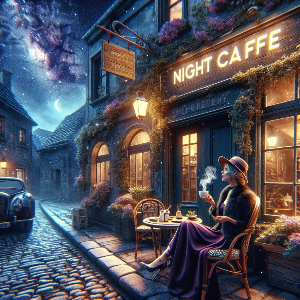 Night Cafe: A Matte Painting of Tranquil Scene