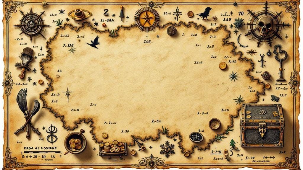 Treasure Map Illustration with Mathematical Symbols