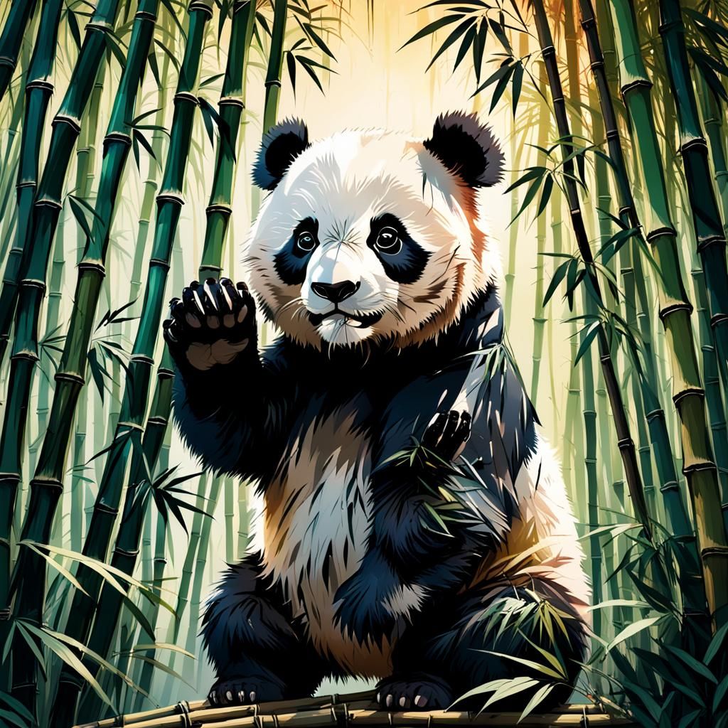 Ink Panda in Traditional Chinese Art Style