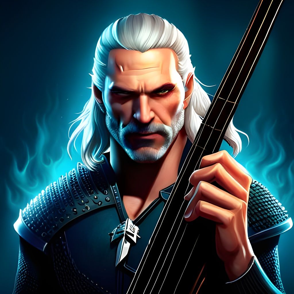 Geralt of Rivia as 3D Animated Guitarist