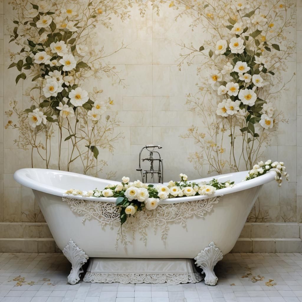 Surreal Victorian Bathtub in Minimalist Style
