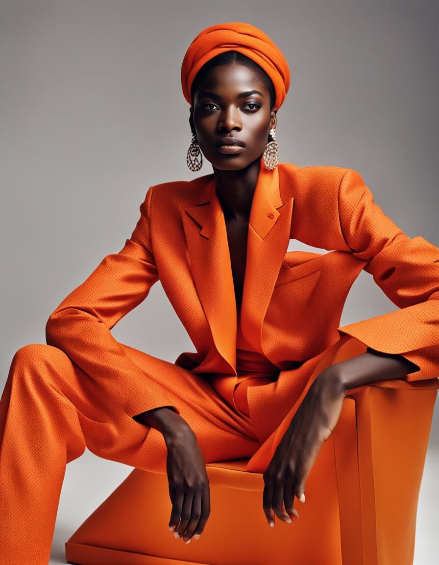 High-End Models Editorial Photo in Orange Fashion