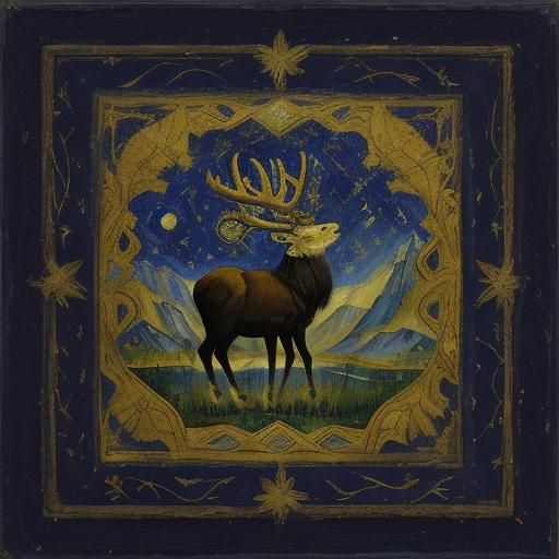 Wise Elk Singing a Cosmic Symphony