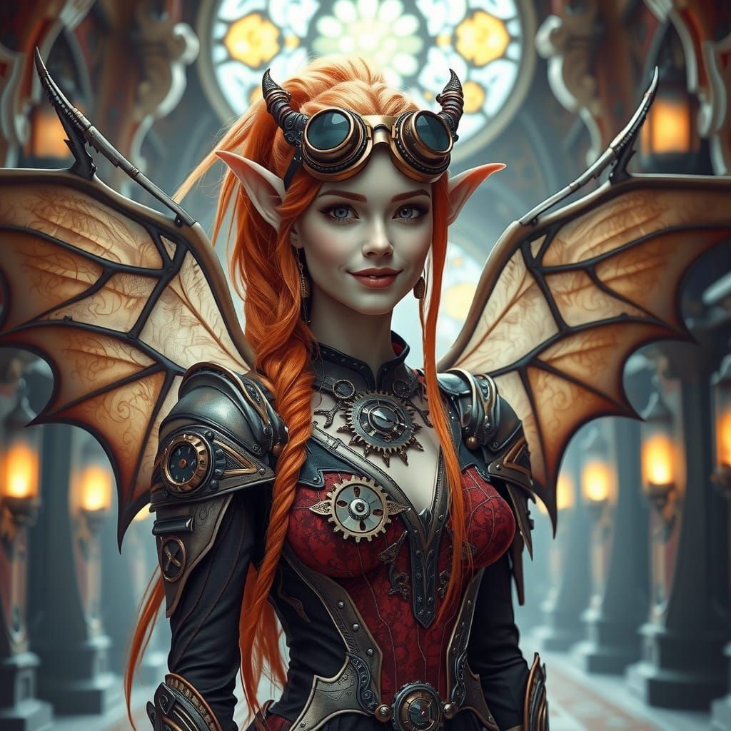 Stunning Steampunk Elven Aviatrix in Opulent Clockpunk Gear ...