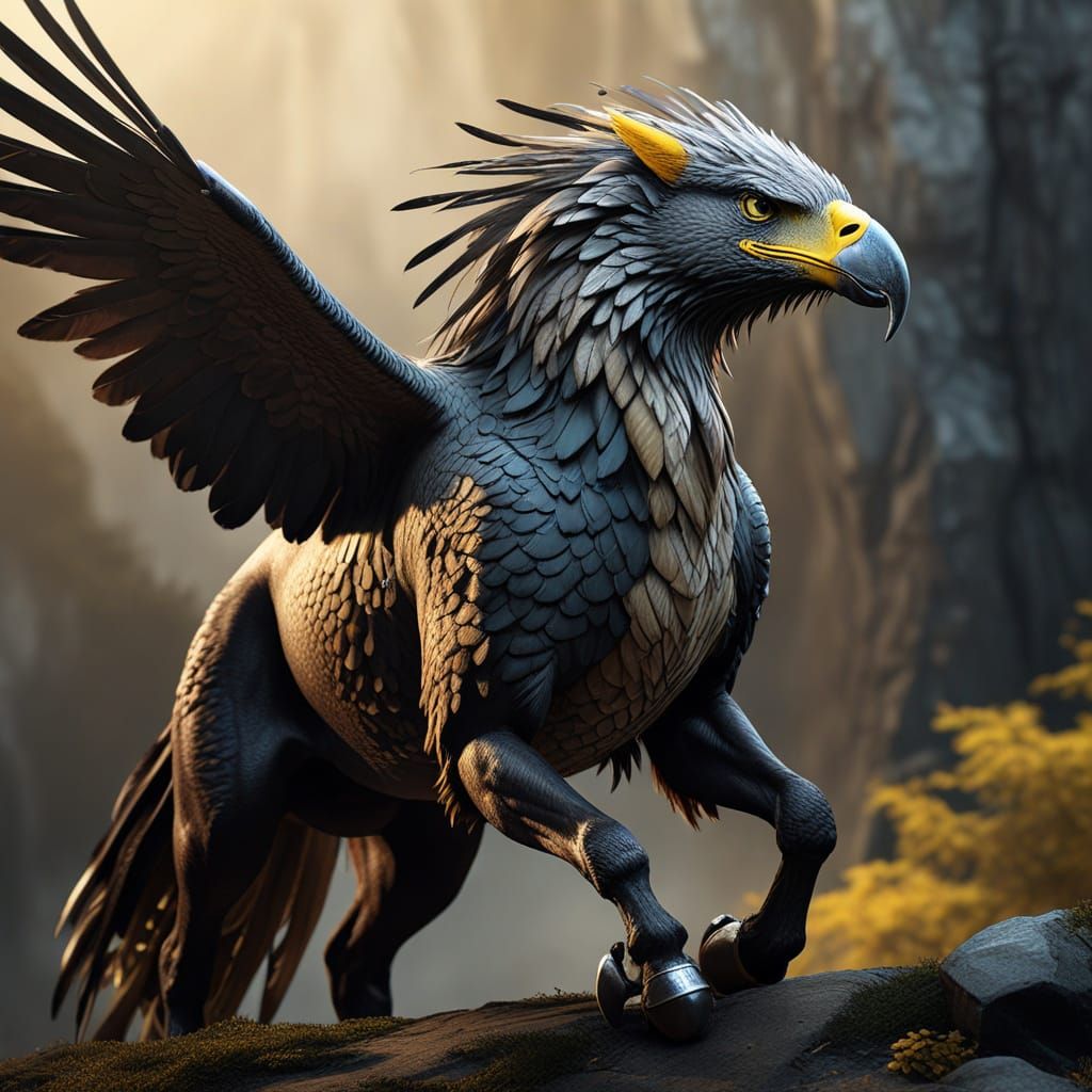 Hyperrealistic Hippogreif in Dramatic Mid Shot