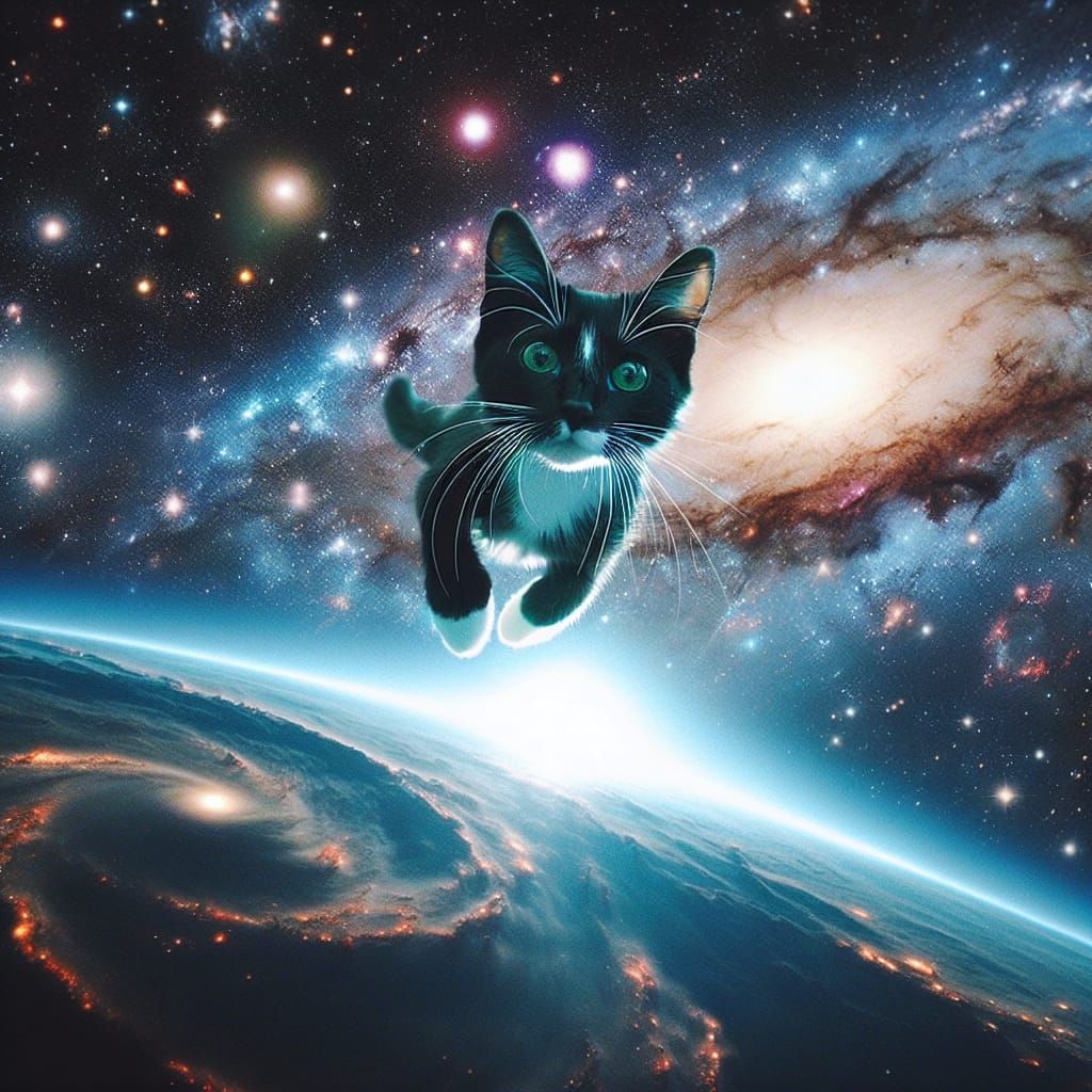 Cat's Interstellar Adventure: Exploring Space