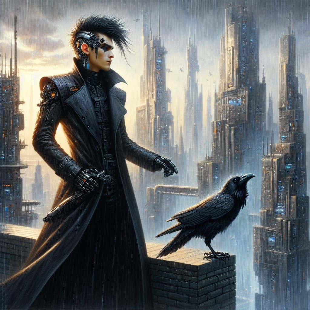 Young Cybergoth Seeks Mystery in Futuristic Gothic Metropoli...