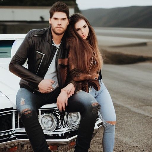 Curvy Woman and Man in 1970 SS Chevelle