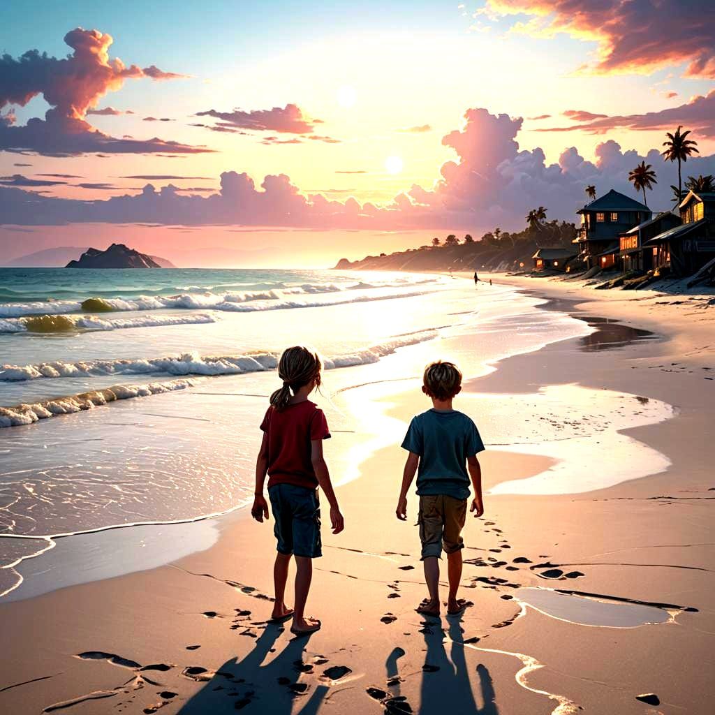 Children's Laughter on a Beautiful Beach