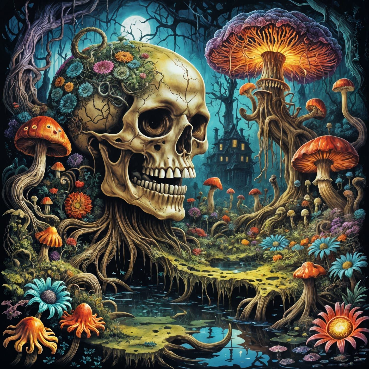 Creepy Abandoned Garden Inside a Skull