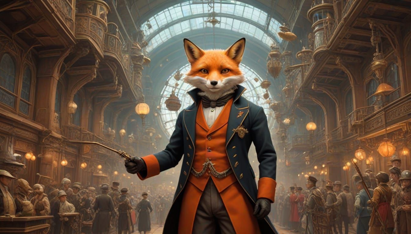 Steampunk Fox Tamer's Clockwork Automaton Theatre