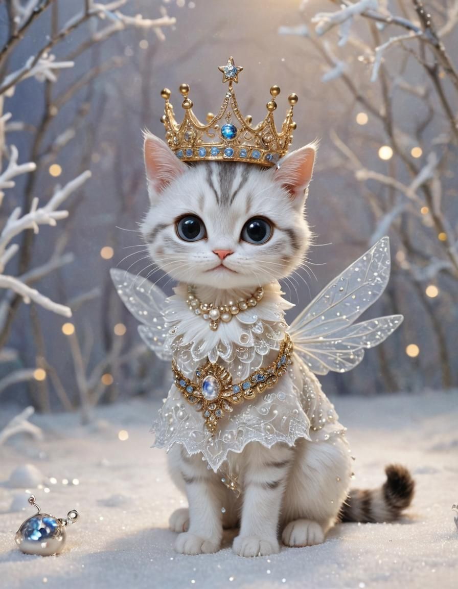 Chibi cat kittinin a universe fantasy world, everything is a...