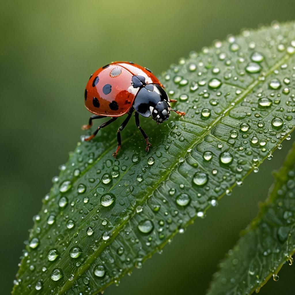 Ladybug on Leaf: Macro Photography