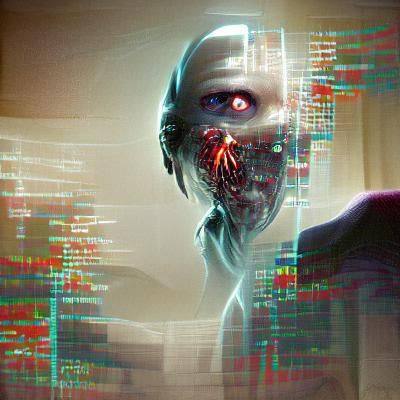 Sinister AI Awakening: Dark Fantasy Art