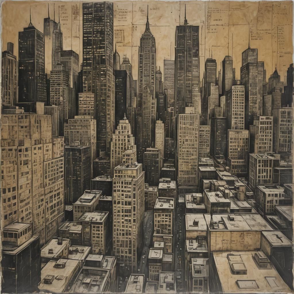 Woman Etched Against Cityscape: Artist or Poet?