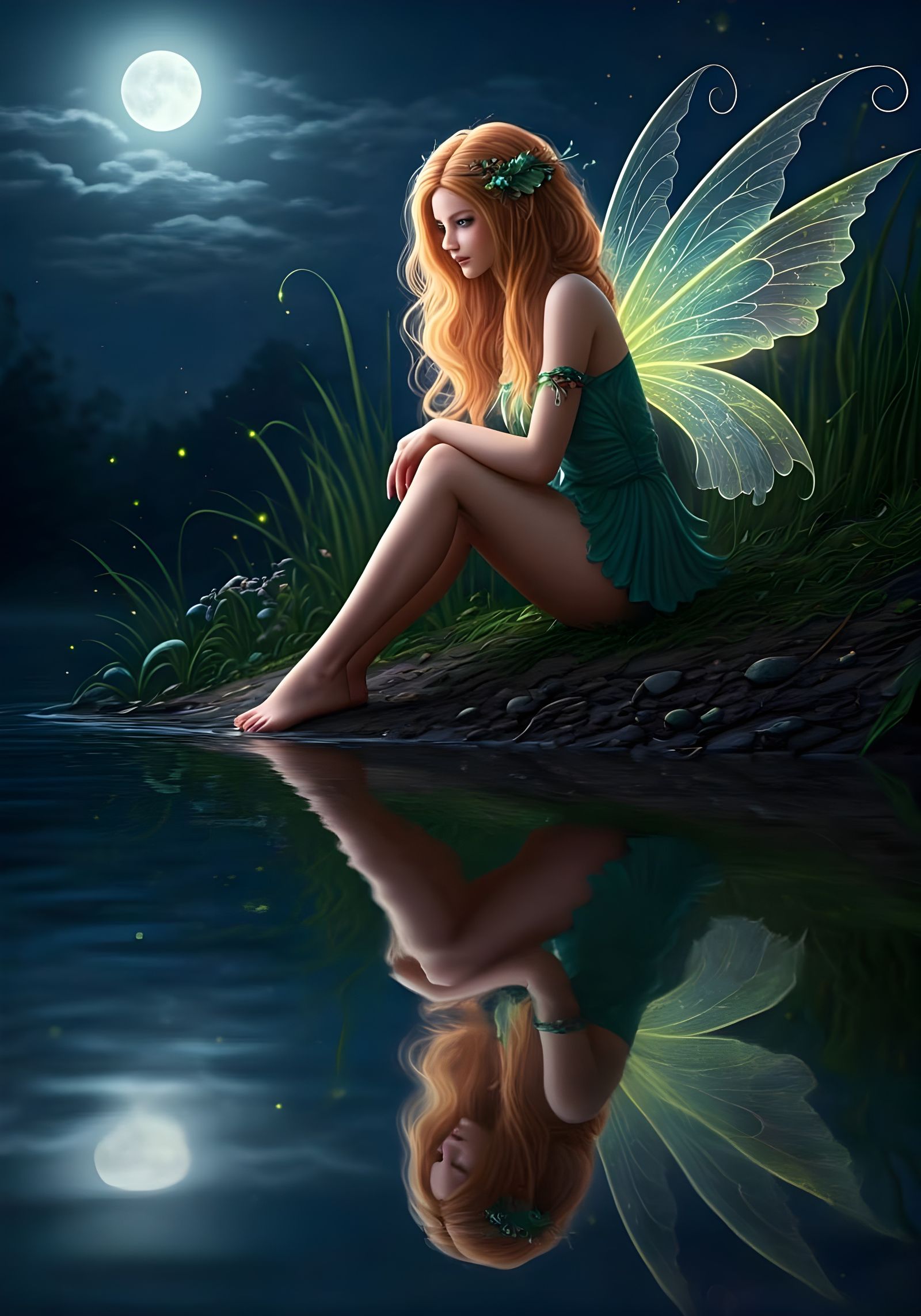 Fairy Under Moonlight: A Dreamy Portrait