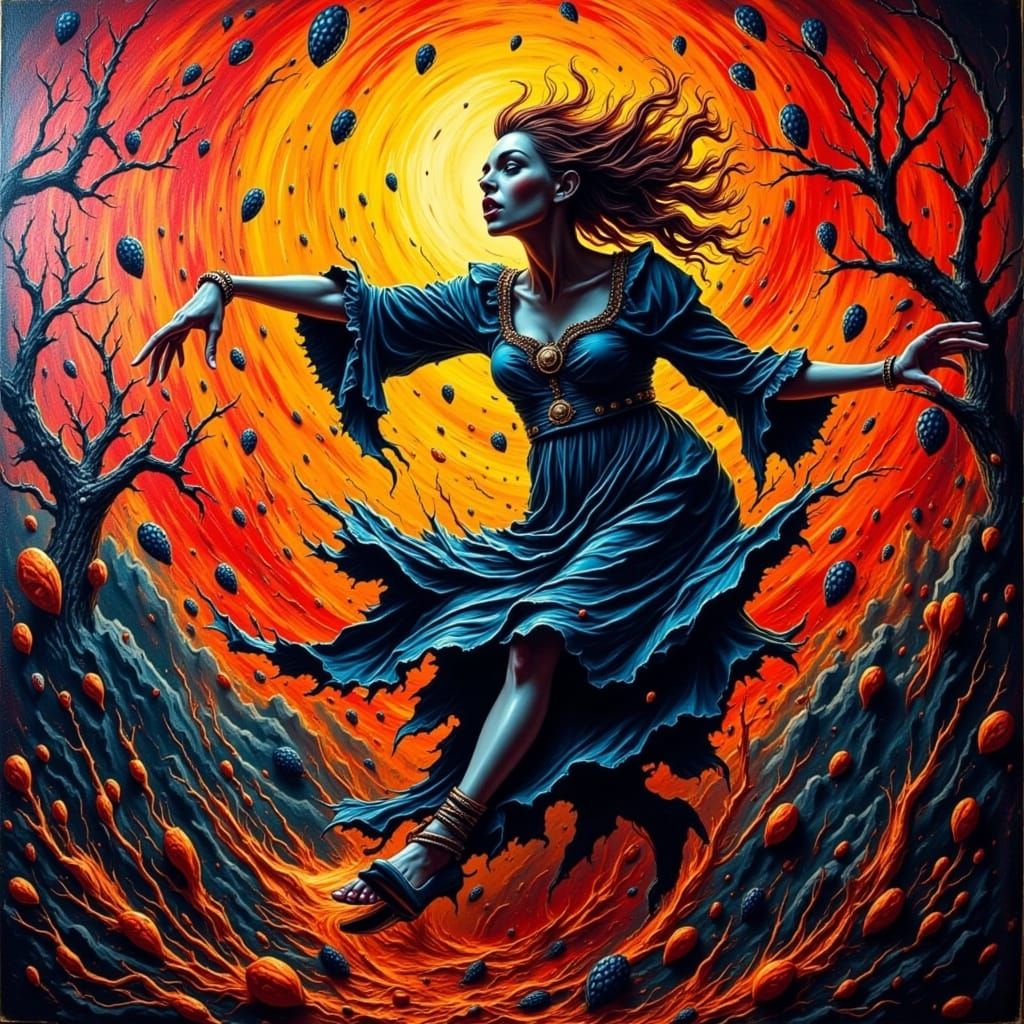 Ethereal Horror Figure in Neo-Impressionist Flux