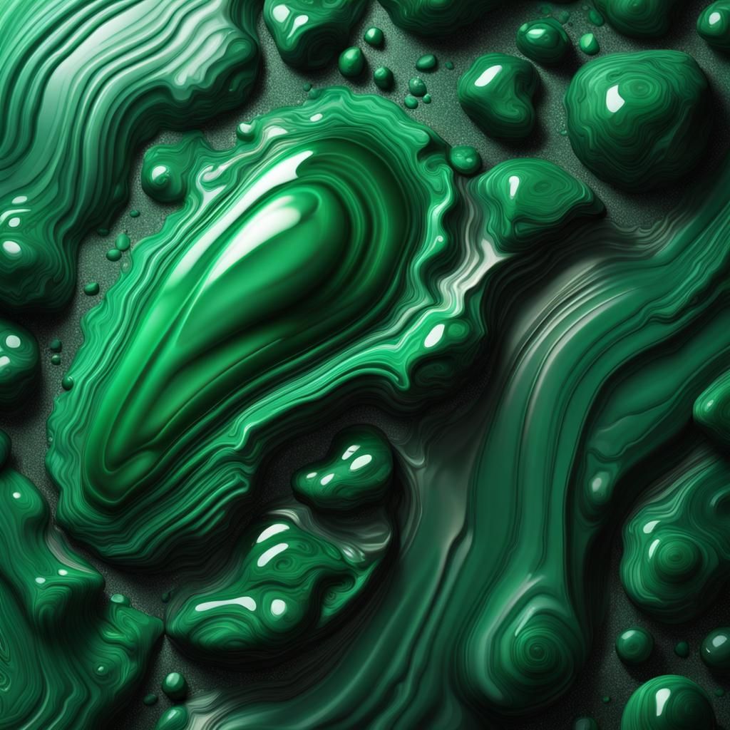 Hyperrealistic Malachite Stone with Splash Art Background