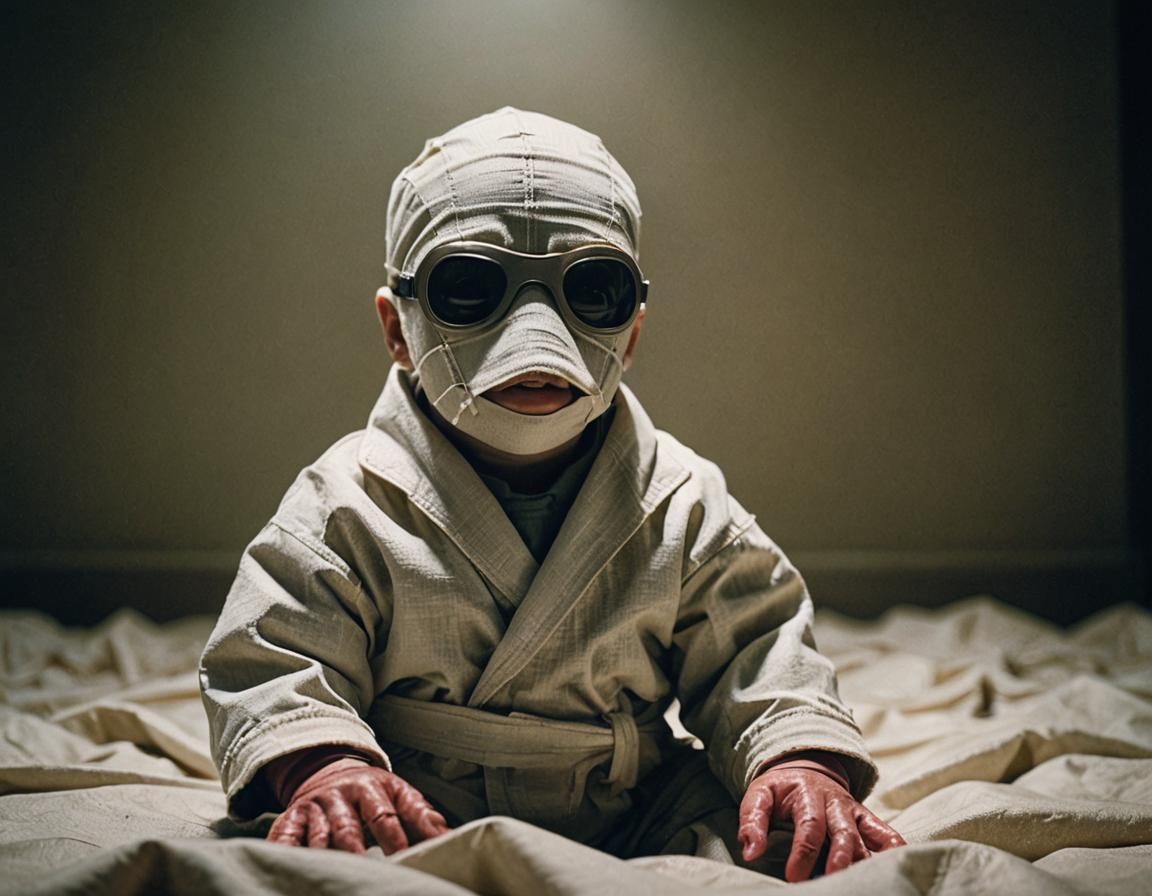 Humorous Baby Invisible Man Cinematic Film Still