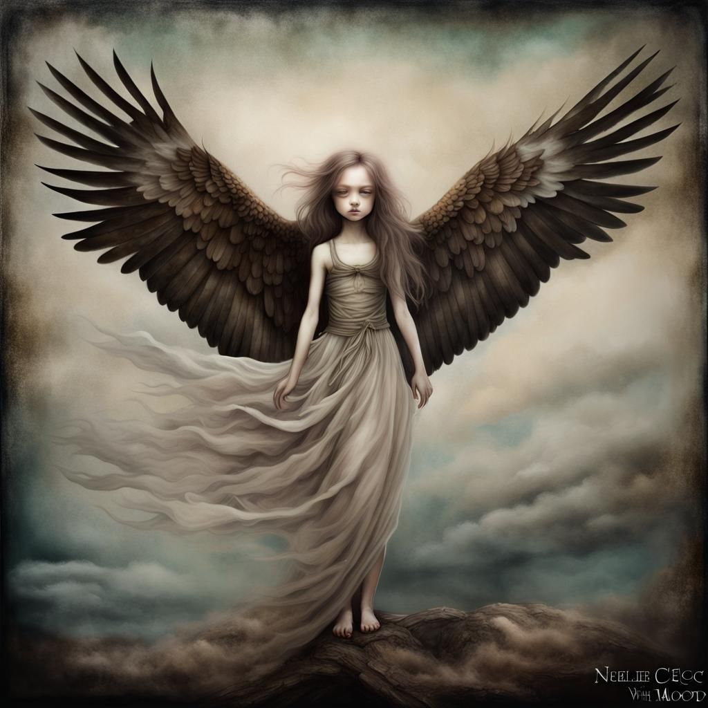 Eagle Wings in Moody Dreamscape: Surreal Portrait