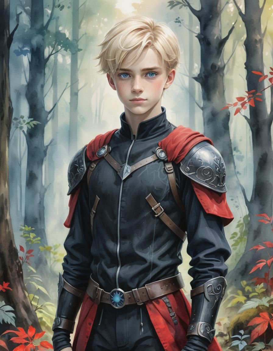 Fantasy Boy Portrait in Watercolor Style