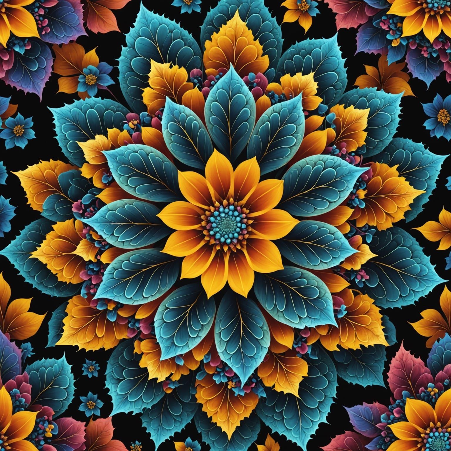 Hyperrealistic Fractal Bloom in Vibrant Nature