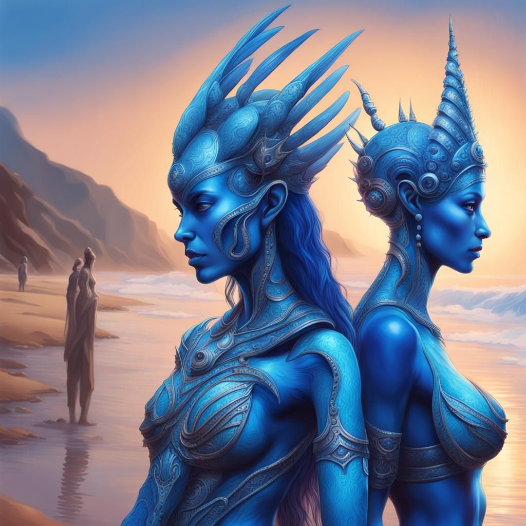 Arcturian Alien Royalty on a Colorful Beach