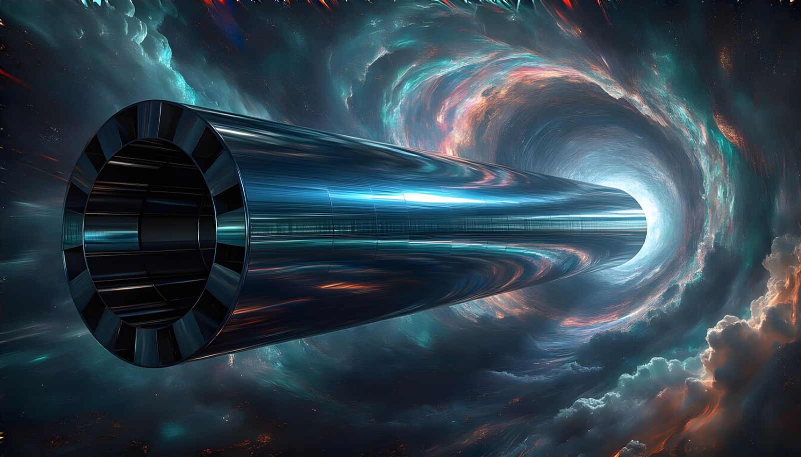 Monumental Metallic Cylinder Streaking Through Cosmic Maelst...