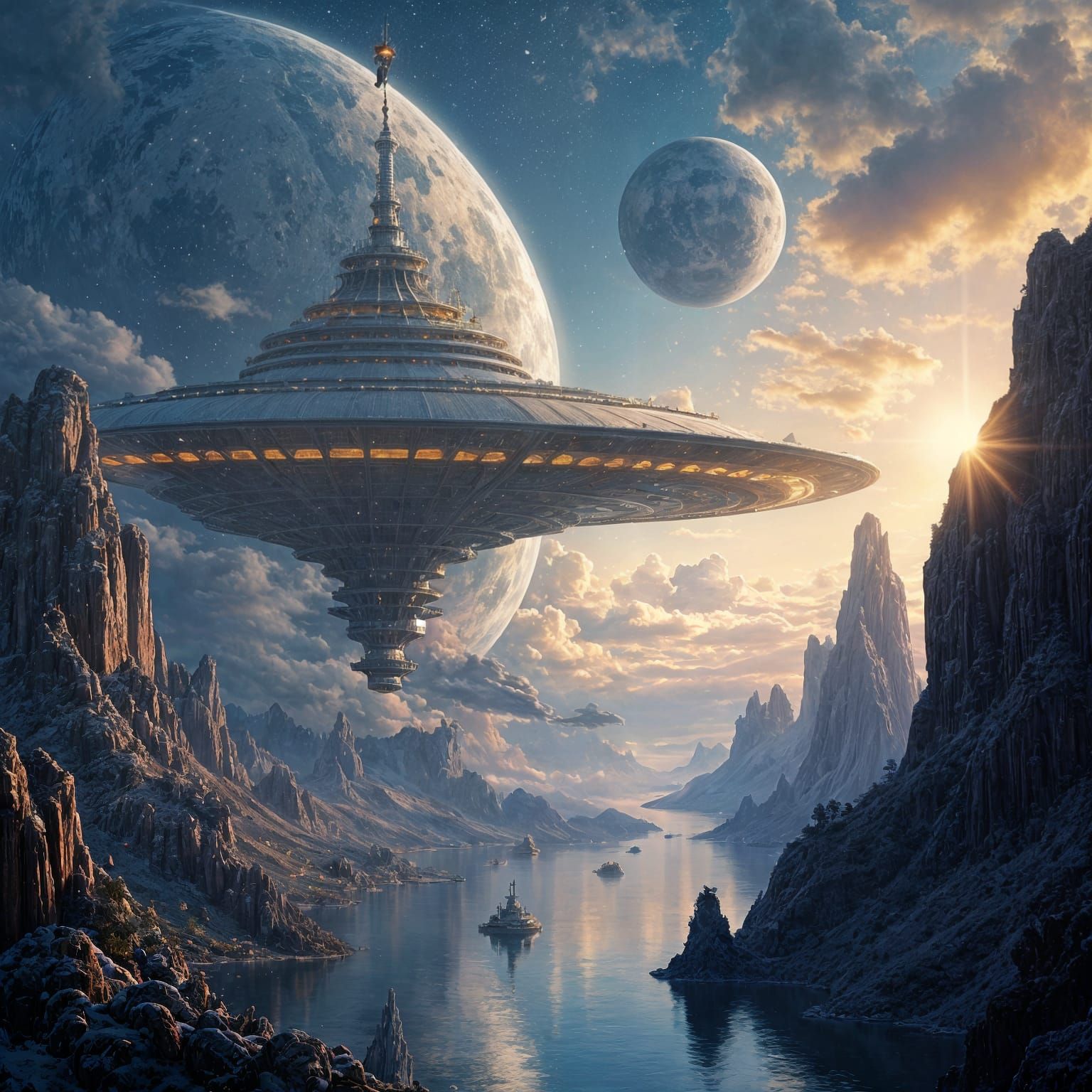 Whimsical Starbase Utopia in Radiant Light