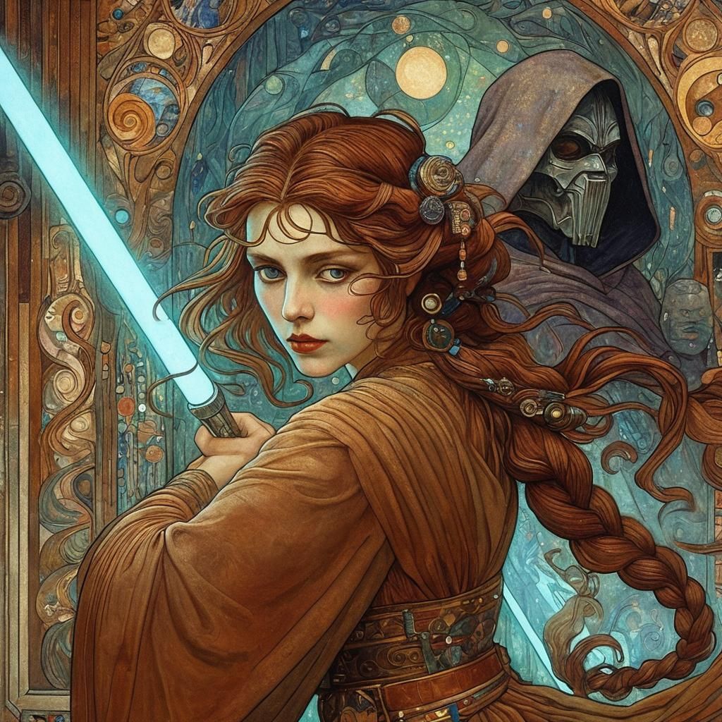 Golden Portrait in Gustav Klimt Style