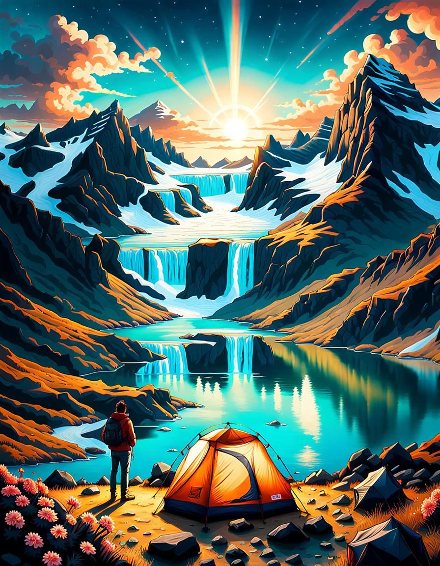 Icelandic Glacier Landscape: Topographical Psychedelic Art