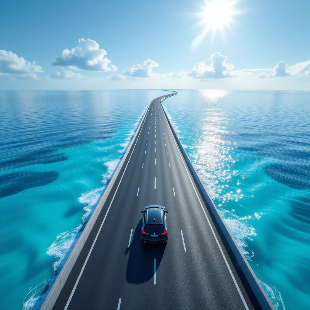 Endless Highway Meets Calm Ocean at World's Edge
