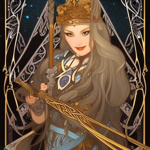 Opal Viking Warrior in Winter, Art Nouveau Style