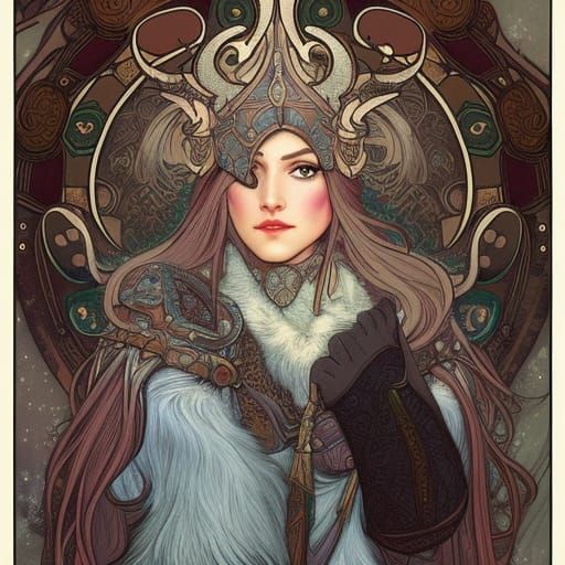 Opal Viking Warrior in Winter, Detailed Digital Art