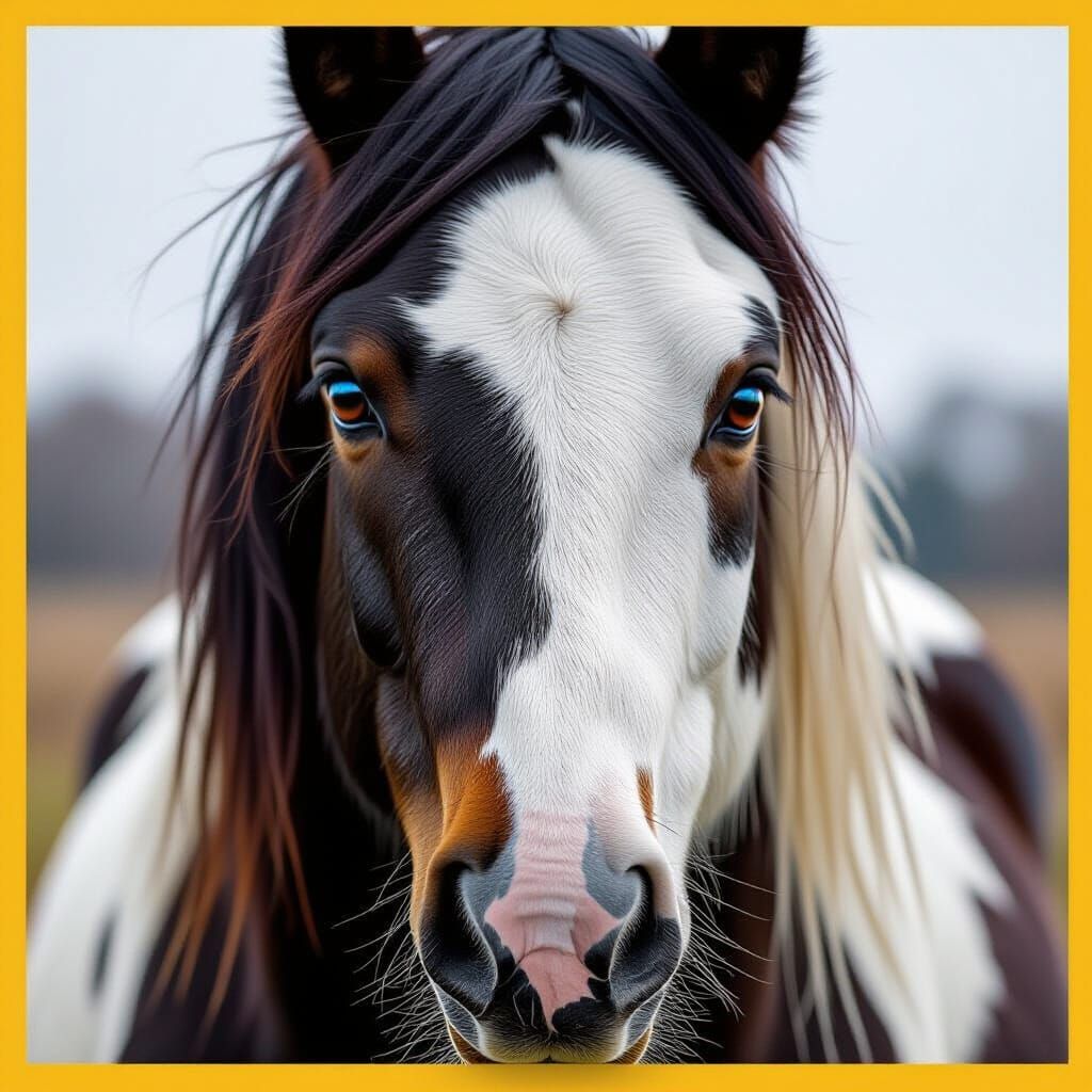 Heterochromia Pinto Horse: Stunning Photography Collage
