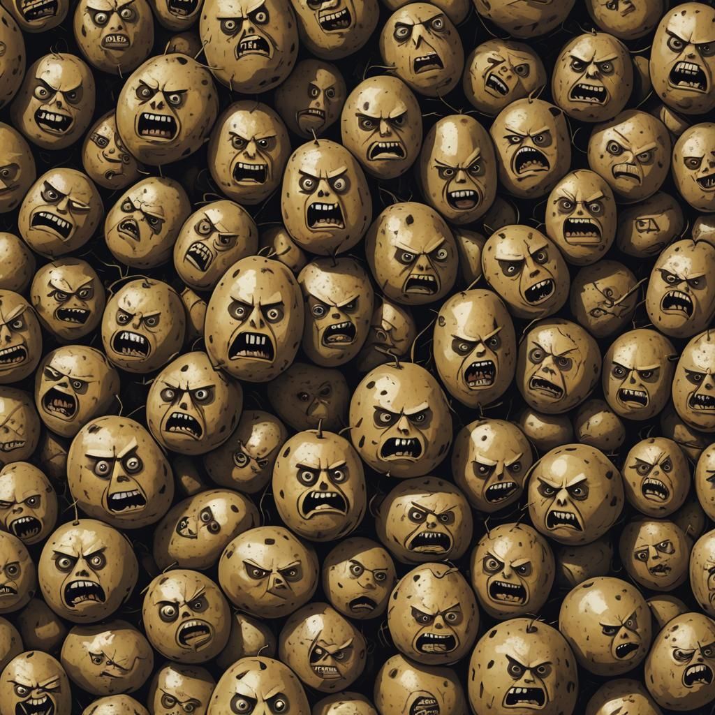 Sinister Angry Potatoes, Greg Rutkowski Style